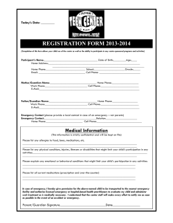 Teen Center Registration Form