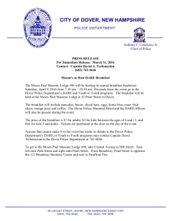 PR-2016-03-31 Masons To Host DARE Breakfast