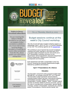 Budget Revealed newsletter No. 4, March 31, 2015