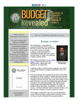 Budget Revealed newsletter No. 3, March 26, 2015