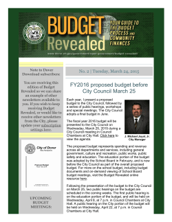 Budget Revealed newsletter No. 2, March 24, 2015