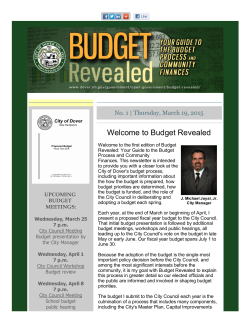 Budget Revealed newsletter No. 1, March 19, 2015