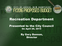 FY2016 Budget Presentation, Recreation