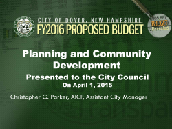 FY16 Budget Presentation, Planning