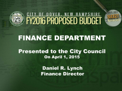 FY16 Budget Presentation, Finance
