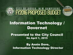 FY16 Budget Presentation, DoverNet
