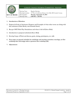 Climate Change Steering Committee meeting agenda, 9/15/2014