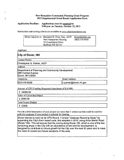 NHHFA CPG Supplemental Planning Grant Application (2013)