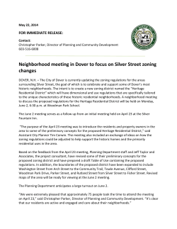Heritage Residential District Press Release 2 (2014)
