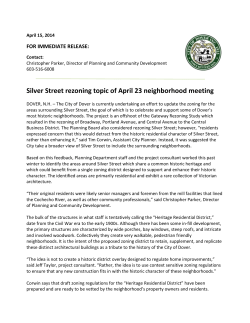 Heritage Residential District Press Release 1 (2014)