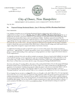 Heritage Residential District Letter to Residents (2014)