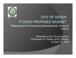 FY10 Planning Budget Presentation (2009)