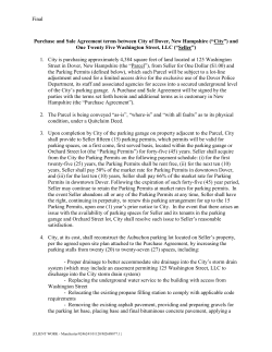 125 Washington Street Purchase and Sales Agreement Term Sheet (2014)