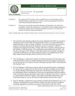 Term Sheet Exhibit 5 (Proposed City Council Resolution)