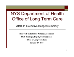 New York State Public Welfare Association: 2010-11 Executive Budget Summary Presentation