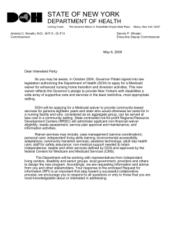 Medicaid Nursing Home Transition and Diversion Waiver Request For Information