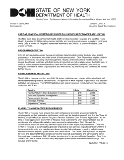Care at Home (CAH) I/II Medicaid Waiver Palliative Care Provider Application