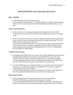 CRFP and EHCPSP Grants: Questions and Answers