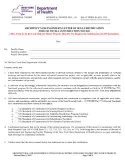 Architect's or Engineer's Letter of Certification for Construction Notice