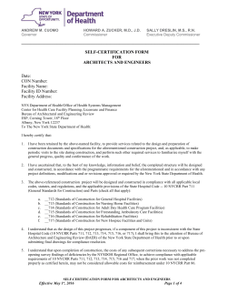 Architect's Letter of Certification for Proposed Construction or Renovation for Projects That Will Be Self-Certified. Self-Certification Is Not an Option for Full Review Projects, Projects over $15 Million, or Projects Requiring a Waiver