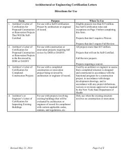 Architectural or Engineering Certification Letters - Directions for Use