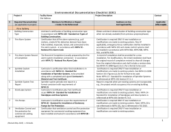 Environmental Documentation Checklist