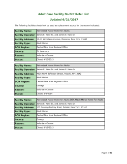 Adult Care Facility Do Not Refer List