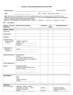 Assisted Living Individualized Service Plan (ISP) Form