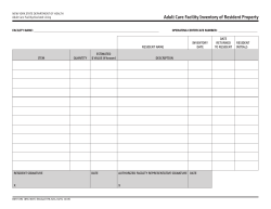 Adult Care Facility Inventory of Resident Property