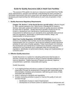 Guide for Quality Assurance in Adult Care Facilities