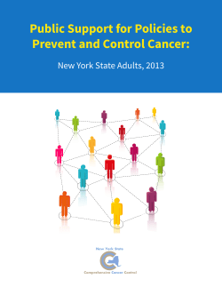 Public Support for Policies to Prevent and Control Cancer - New York State Adults, 2013