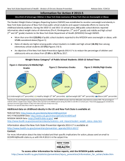IFA # 2013-05: One-third of School-age Children in New York State (exclusive of New York City) are Overweight or Obese