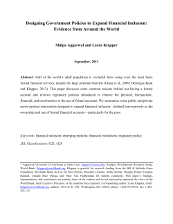 Designing Government Policies to Expand Financial Inclusion: Evidence from Around the World