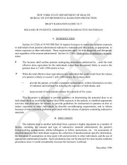 Radiation Guide 10.17 (Draft)- Release of Patients Administered Radioactive Materials