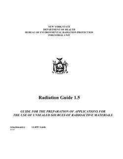 Radiation Guide 1.5 - Guide for the Preparation of Applications for the use of Unsealed Sources of Radioactive Materials