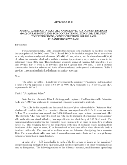 10 NYCRR Part 16 Appendix C on ALIs and DACs (revised January 8, 1997)