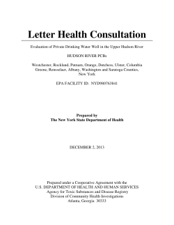 Evaluation of Private Drinking Water Wells in the Upper Hudson River