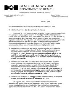 Selling Vent-Free Gas Space Heaters - Letter to Sellers