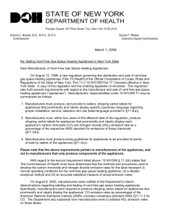 Selling Vent-Free Gas Space Heaters - Letter to Manufacturer