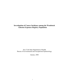 Investigation of Cancer Incidence among Woodstock Asbestos Exposure Registry Population