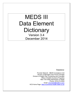 Medicaid Encounter Data System (MEDS) III Data Dictionary
