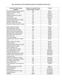 Assisted Living Program (ALP) Awardees
