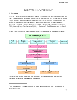 Appendix F: Current Status of New York's CON Program