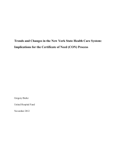 Appendix E: Trends and Changes in the New York State Health Care System: Implications for the Certificate of Need (CON) Process