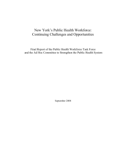 New York's Public Health Workforce: Continuing Challenges and Opportunities - Final Report - October 2008