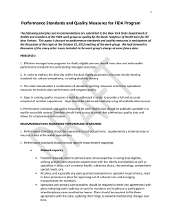 Performance Standards and Quality Measures