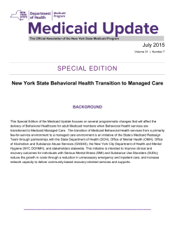 July 2015 Special Edition Medicaid Update