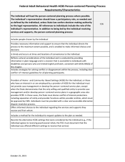 BH HCBS Person-centered Planning Process Federal Rules and Regulations checklist