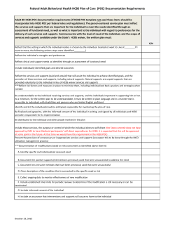 BH HCBS Plan of Care Federal Rules and Regulations checklist