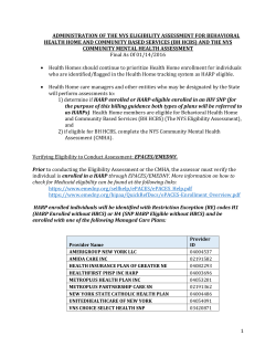 Billing Guidance for the Administration of the NYS Eligibility Assessment for Behavioral Health Home and Community Based Services (BH HCBS) and the NYS Community Mental Health Assessment